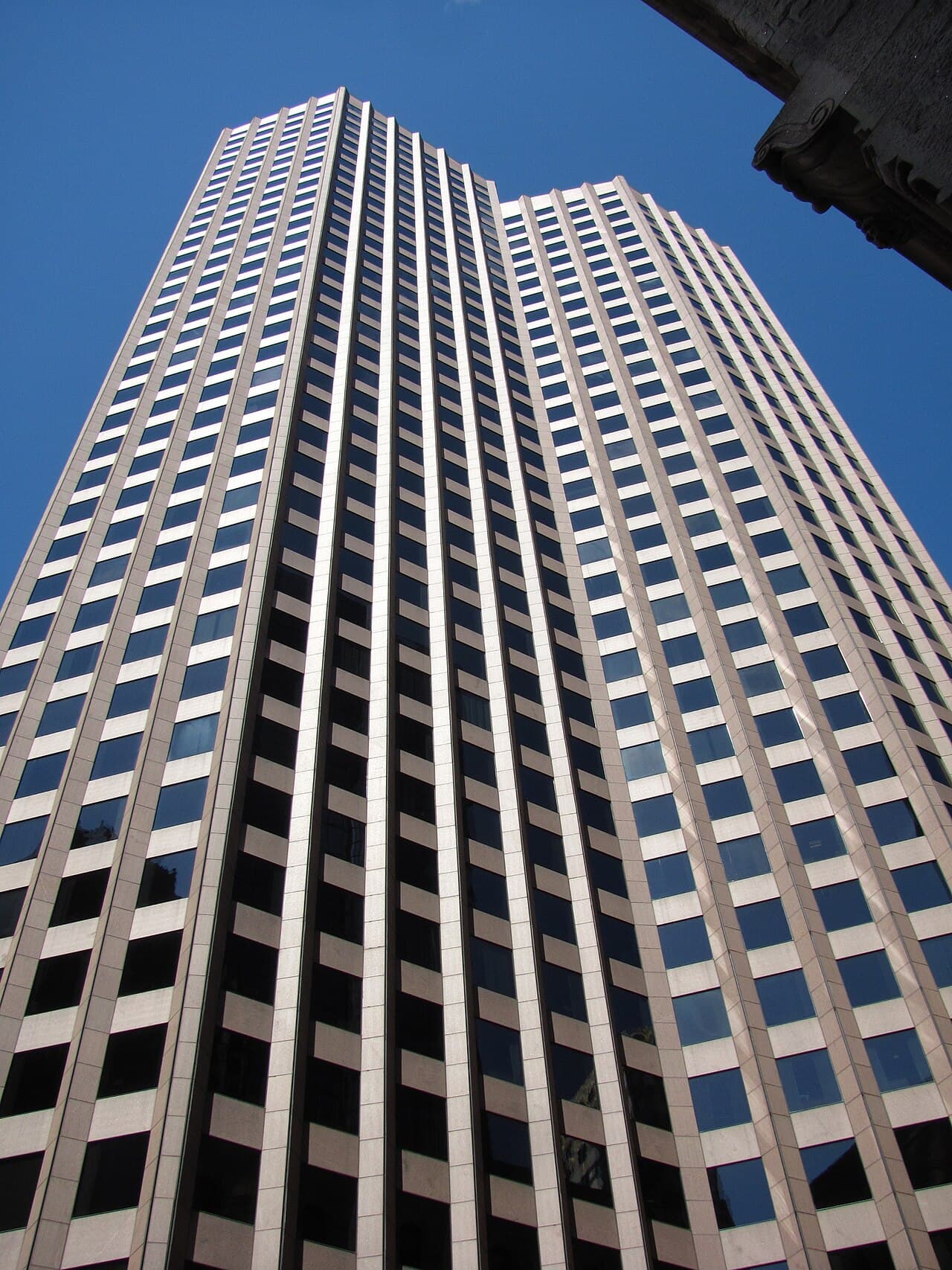 The 60 State Street tower in downtown Boston seen from below, where the State Room on the 33rd floor works as a graduation party venue